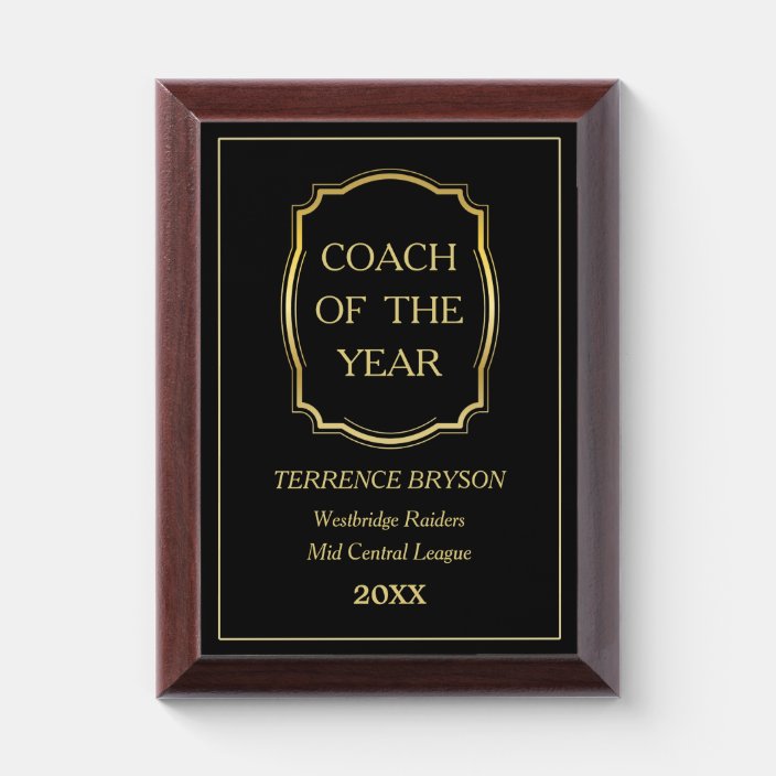 Gold Coach of the Year Award Plaque | Zazzle.com