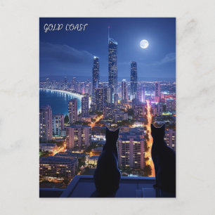 Gold Coast Australia cats at Night Postcard