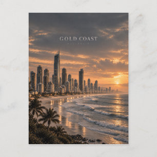 Gold Coast Cinematic Monochrome City Art Postcard