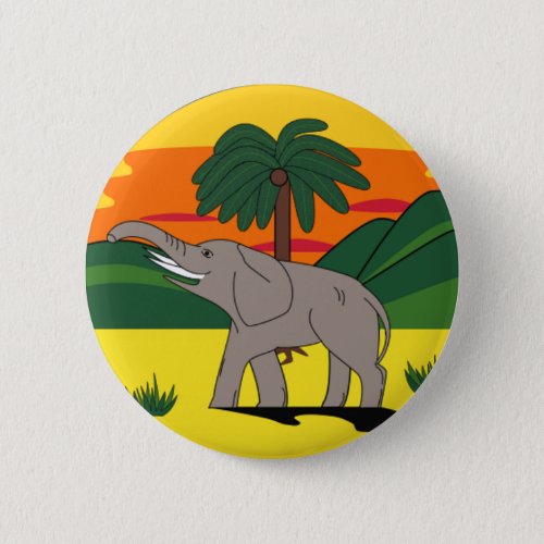 Gold Coast Elephant and Palm Tree Button Badge