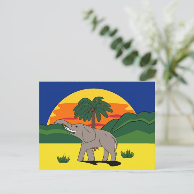Gold Coast Elephant and Palm Tree Postcard (Standing Front)
