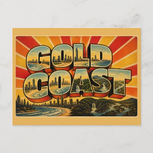 Gold Coast Queensland Australia Surf City Vintage Postcard