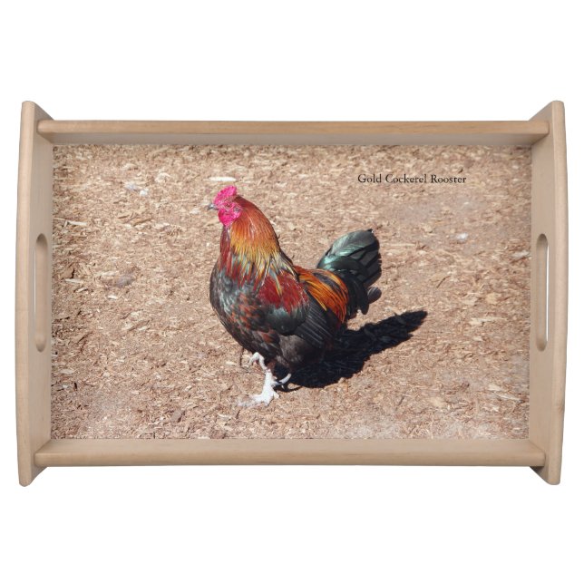 Gold Cockerel Rooster serving tray (Front)