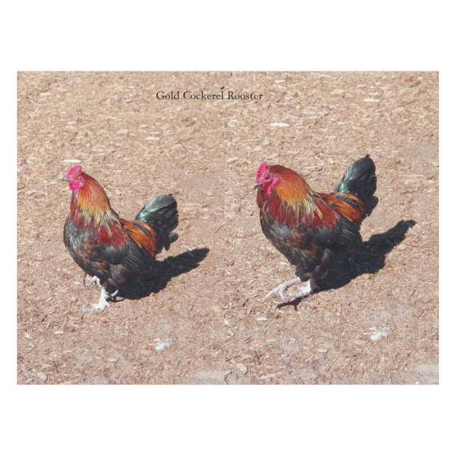 Gold Cockerel Rooster tablecloth (Front (Horizontal))