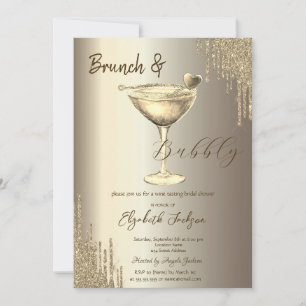 Gold Cocktail Heart Glitter Drips Bachelorette Invitation