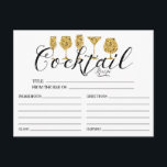 Gold Cocktail Recipe Card<br><div class="desc">Modern Cocktail recipe card featuring a set of faux gold glitter cocktail glasses with a hand lettered calligraphy font set on a white background.</div>