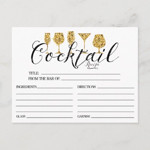 Gold Cocktail Recipe Card