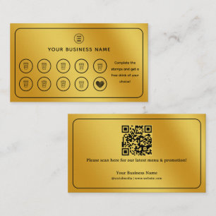 Gold Coffee Cup QR Code Add Your Logo Loyalty Card