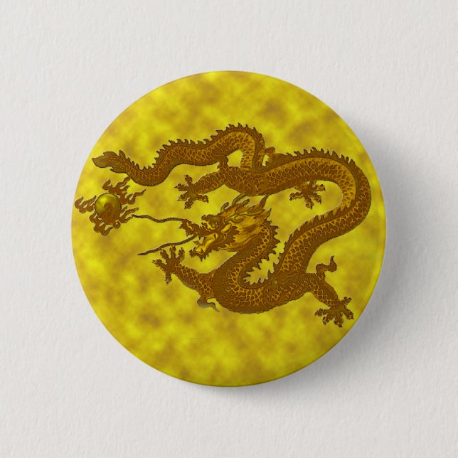 Gold Coin Dragon Pinback Button (Front)