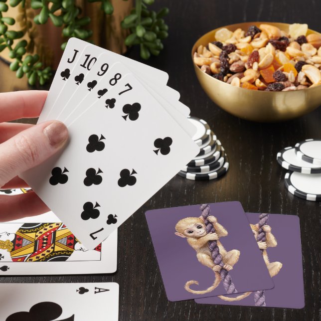 Gold Coin Monkey Purple Rope Poker Cards (In Situ)