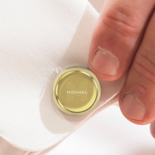 Gold Coin Name Monogram Initial Cufflinks (gold coin monogram cufflinks)