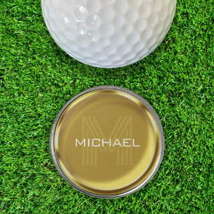 Gold Coin Name Monogram Initial Golf Ball Marker