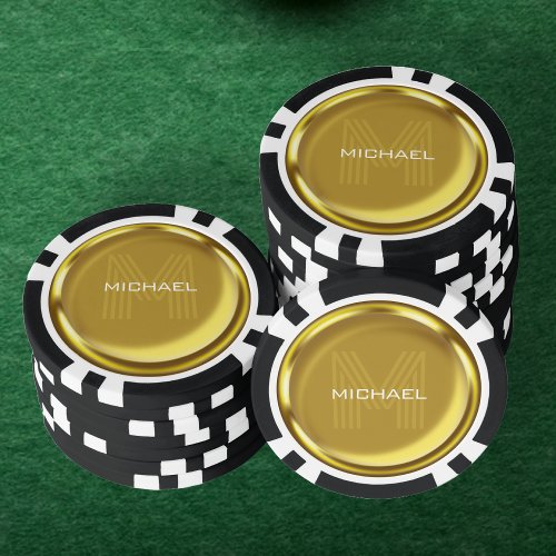 Gold Coin Name Monogram Initial Poker Chips