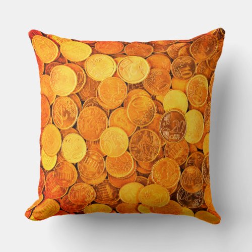 Gold Coin Throw Pillow