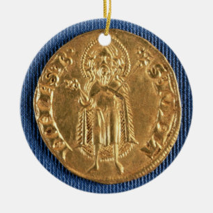 Gold coin, with St. John the Baptist, 16th century Ceramic Ornament