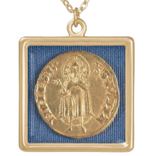 Gold coin, with St. John the Baptist, 16th century Plated Necklace