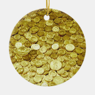 gold coins ceramic ornament