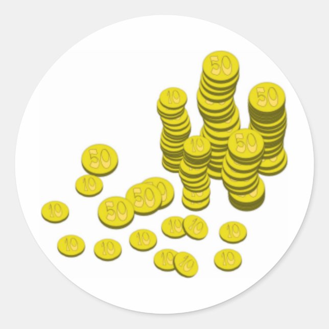 Gold Coins Classic Round Sticker (Front)
