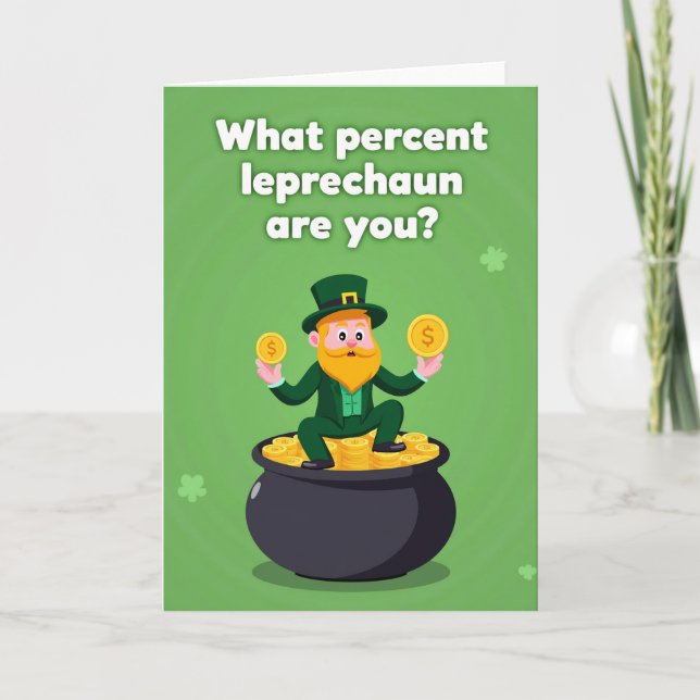 Gold Coins Leprechaun Fun Card (Front)