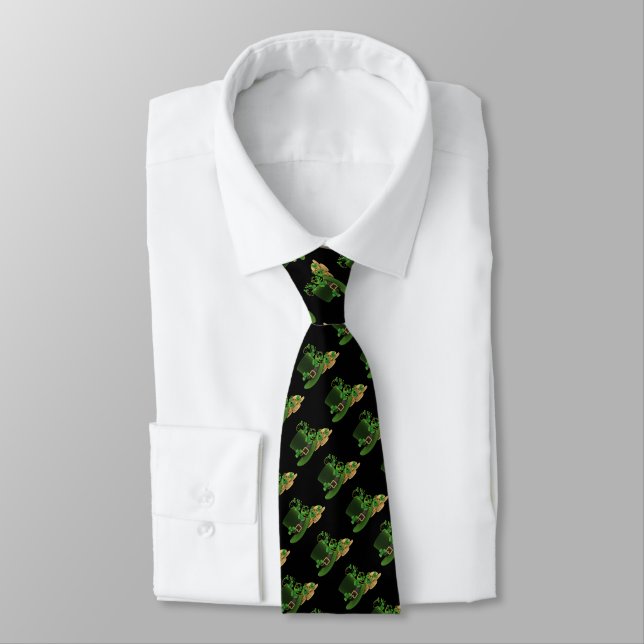 Gold Coins & Shamrocks St. Patrick's Day Neck Tie (Tied)
