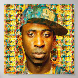 gold collage rapper poster