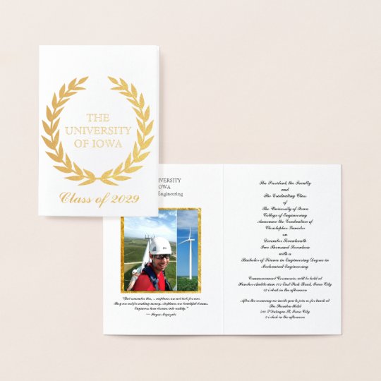 Gold College Graduation Announcement Invitation