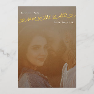 Gold College Sweet Hearts Photo Save The date Foil Invitation