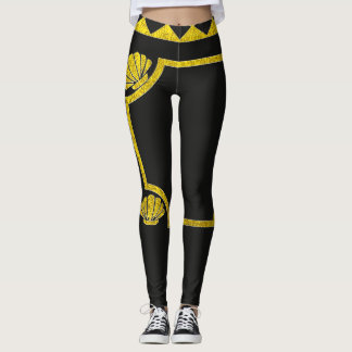 gold color abstract floral art leggings