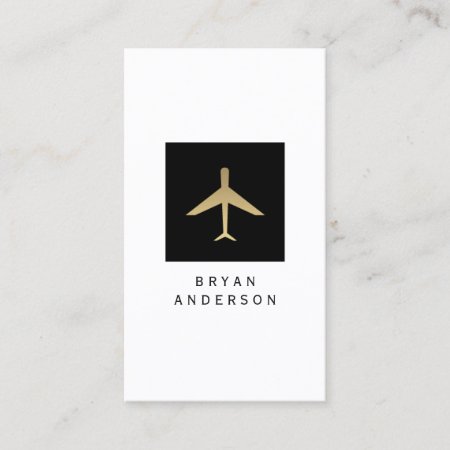 Gold Color Airplane Logo Business Card