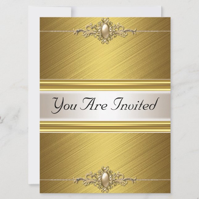 Gold Color Birthday Party Invitation (Front)