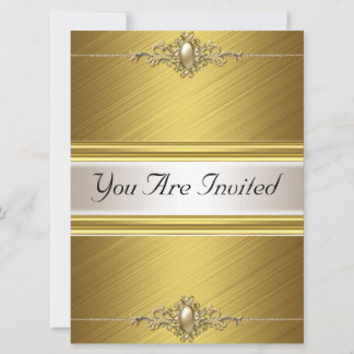 Gold Color Birthday Party Invitation