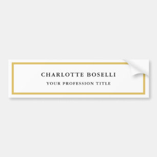 Gold Color Borders White Minimalist Professional Bumper Sticker