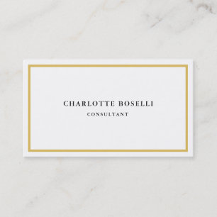 Gold Color Borders White Minimalist Professional Business Card