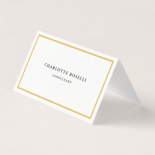 Gold Color Borders White Minimalist Professional  Business Card