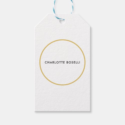 Gold Color Borders White Minimalist Professional  Gift Tags
