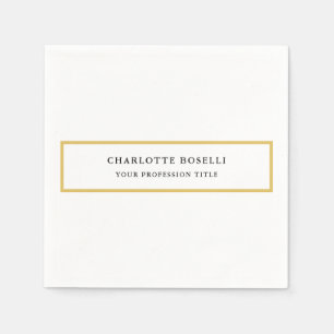 Gold Color Borders White Minimalist Professional Napkins