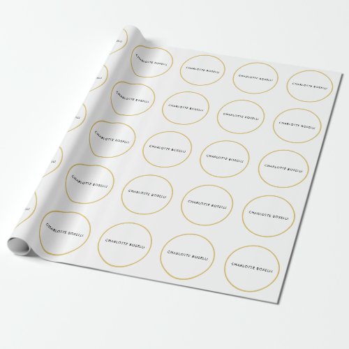 Gold Color Borders White Minimalist Professional  Wrapping Paper