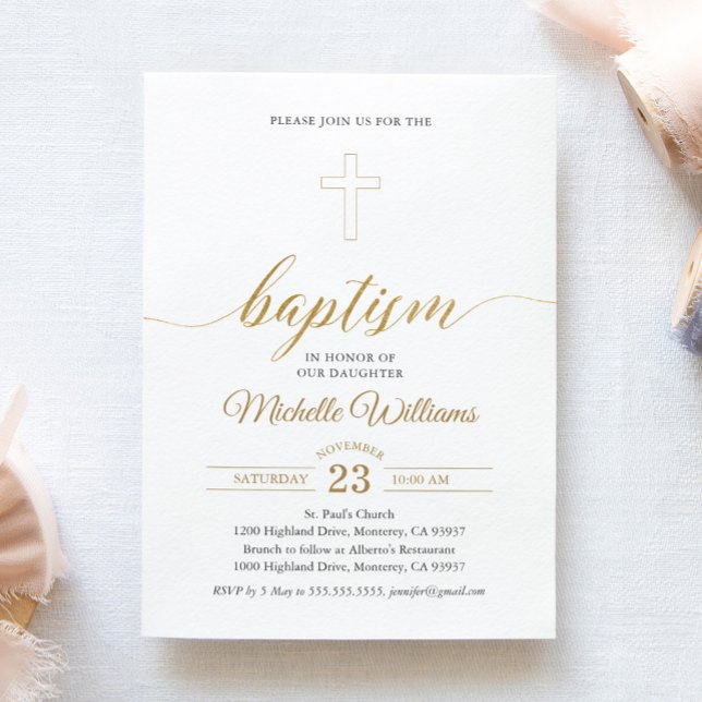 Gold Color Calligraphy Baptism Invitation (Creator Uploaded)