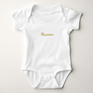 Gold Color Calligraphy Elegant Plain Simple Name Baby Bodysuit