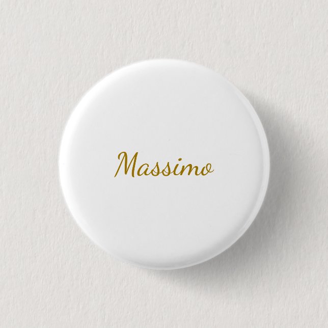 Gold Color Calligraphy Elegant Plain Simple Name Button (Front)