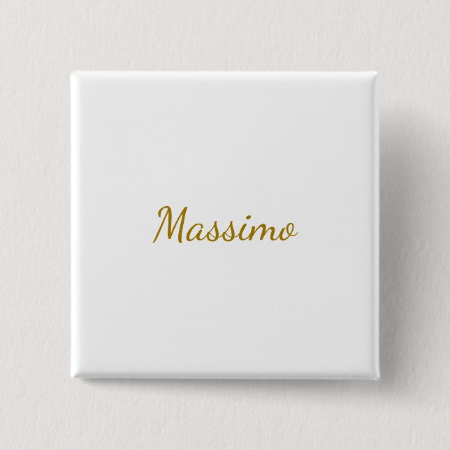 Gold Color Calligraphy Elegant Plain Simple Name Button (Front)