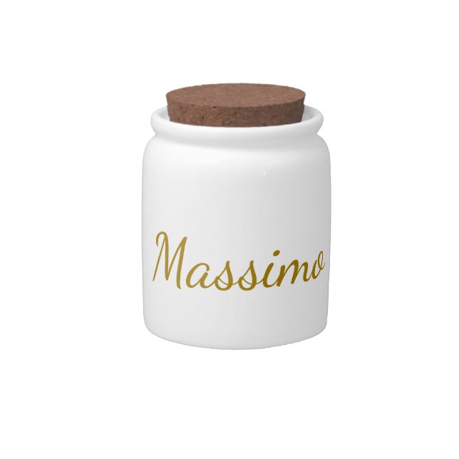 Gold Color Calligraphy Elegant Plain Simple Name Candy Jar (Front)