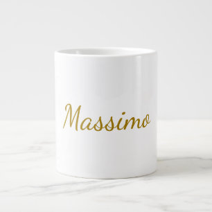 Gold Color Calligraphy Elegant Plain Simple Name Giant Coffee Mug