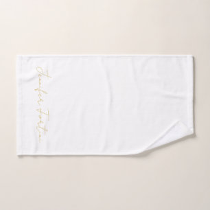 Gold Color Calligraphy Elegant Plain Simple Name Hand Towel