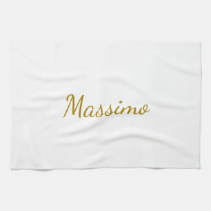 Gold Color Calligraphy Elegant Plain Simple Name Kitchen Towel