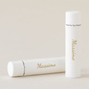 Gold Color Calligraphy Elegant Plain Simple Name Lip Balm
