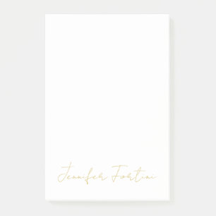 Gold Color Calligraphy Elegant Plain Simple Name Post-it Notes