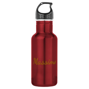 Gold Color Calligraphy Elegant Plain Simple Name Stainless Steel Water Bottle