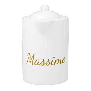 Gold Color Calligraphy Elegant Plain Simple Name Teapot