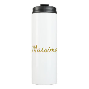 Gold Color Calligraphy Elegant Plain Simple Name Thermal Tumbler